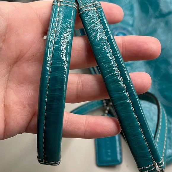 Coach Stunning Patent Leather Bag Teal Coach E1275-F19198 - Picture 8 of 11
